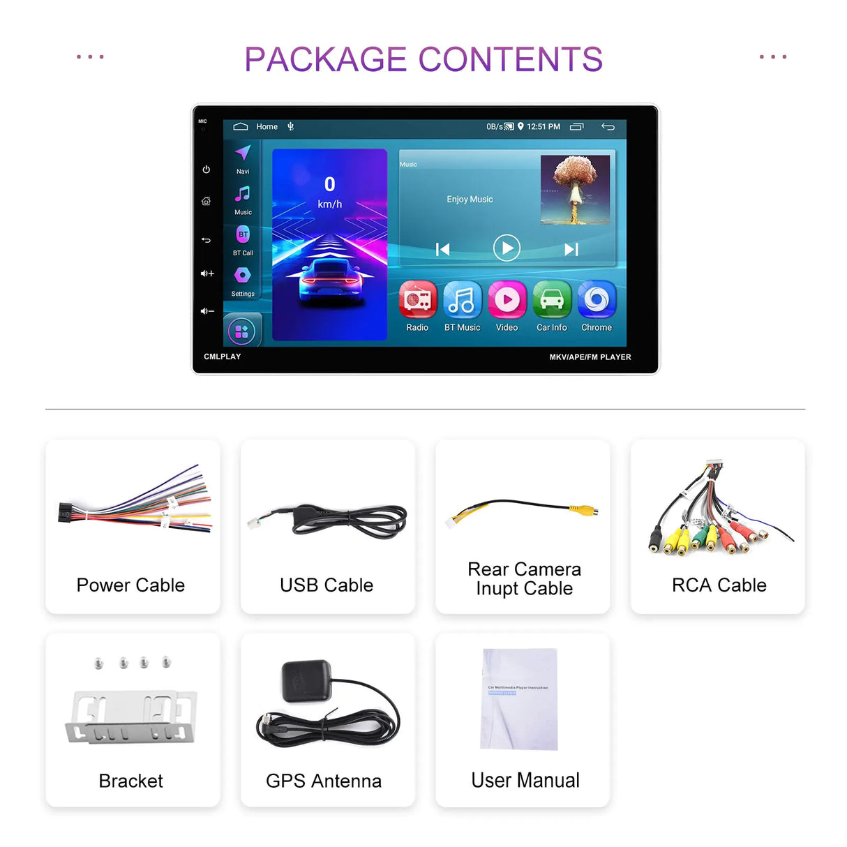 Podofo 9'' 1Din Android Car Radio Carplay Android Auto Automotive multimedia 2+64G Intelligent Car System Car Stereo