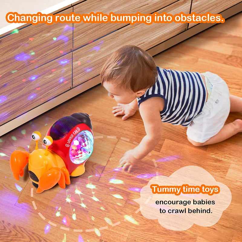 Children Toy Crawling Crab Walking Dancing Electronic Pets Robo Hermit Crab Snail Glowing With Music Light Baby Toddler Toy Gift