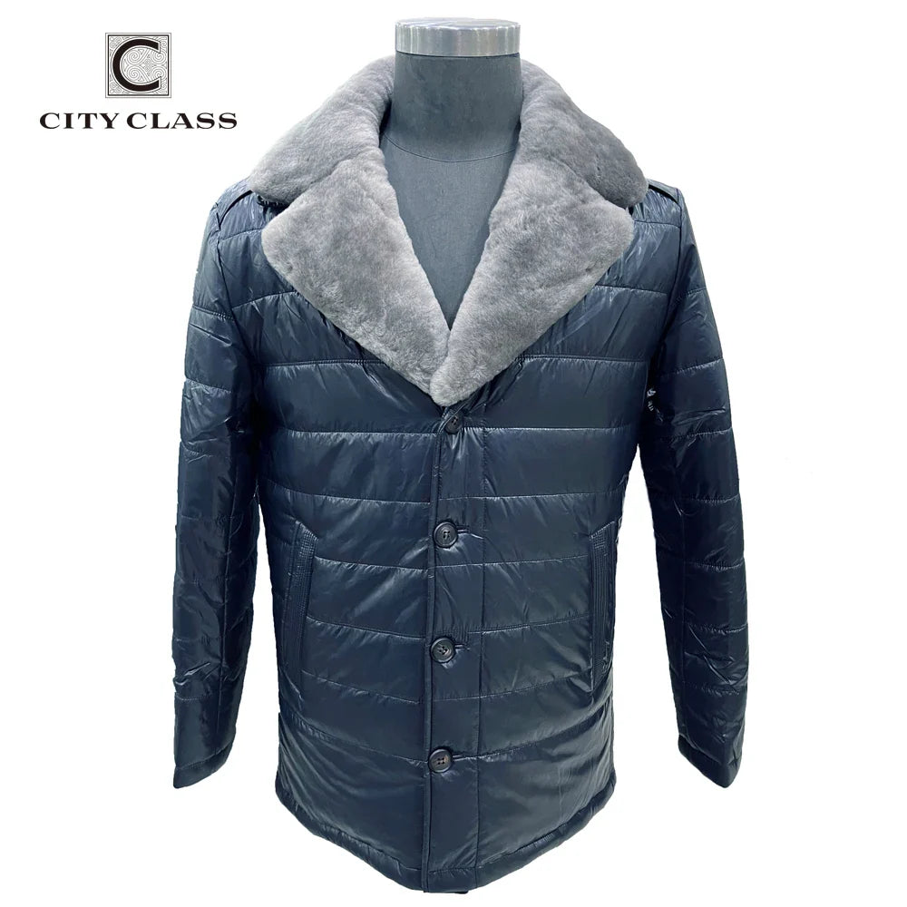 CITY CLASS Winter Popular Casual Jacket Coats for Men Removable Collar Camel Fur Business New Jackets Parkas Outwear CC22212