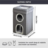 Foldable Cat House with Scratch Pad, Hideaway Condo for Kitty, Hut Covered Kitten Bed, Pet Furniture, 2 Level