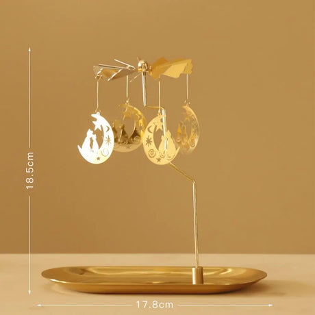 Gold Romantic Rotating Spinning Candle Holder Wedding Party Home Decoration Metal Tealight Candlestick