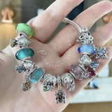 Cute Enamel Disney Princess Dress Charms Bracelet Women Colorful Glass Beads for Jewelry Making Girl Cartoon Skirt Pendants Gift