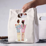 Cartoon Canvas Handbag Insulation Lunch Bags Portable Insulated Cooler Bento Lunch Box Tote Women Picnic Storage Bag Pouch Kids