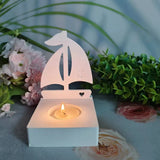 Life Tree Sailing Fish Ornaments Candle Holder Silicone Mold DIY Cement Gypsum Clay Pouring Resin Mold Home Decoration