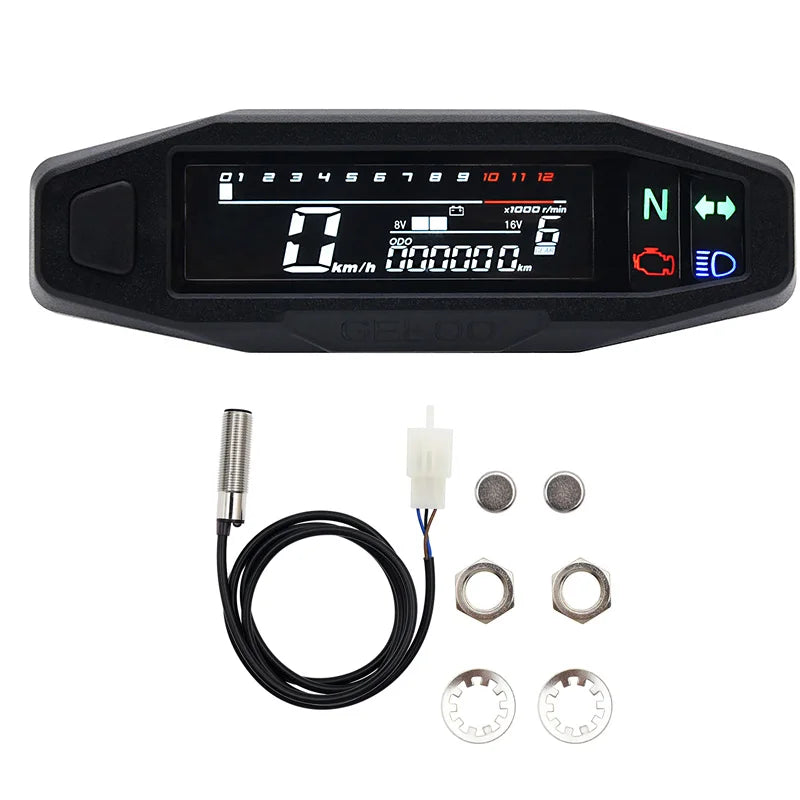 2021 New Universal Moto RPM Tachometer Speedometer Speed Gauge Tacho Meter Digital Odometer Instrument Sensor Set For Motorcycle