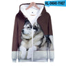 Animal Dog Husky 3D Print Zip Up Hoodie Women Men Harajuku Sweatshirt Streetwear Hip Hop Zipper Hooded Jacket Male Tracksuit