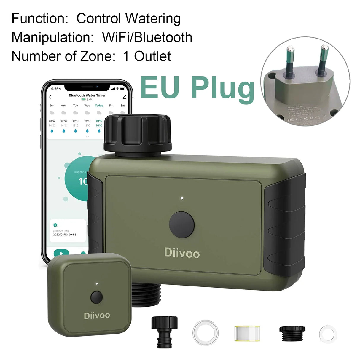 Diivoo 1/2/3 Zone Garden Watering Timer Wifi Automatic Drip Irrigation Controller Water Valve Garden Automatic Watering System