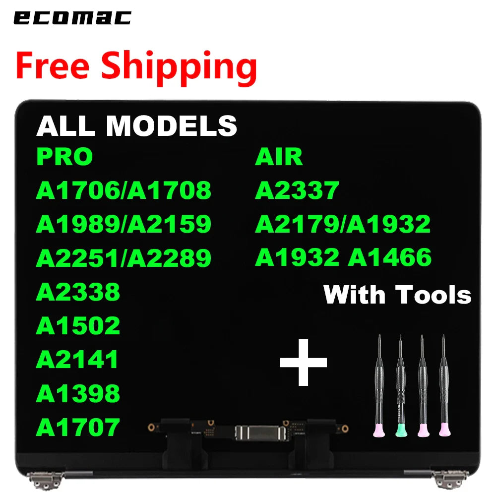 New LCD Screen For MacBook Air Pro 13" A1932 A2179 A2337 A1706 A1708 A1989 A2159 A2251 A2289 A2338 Display Assembly Replacement