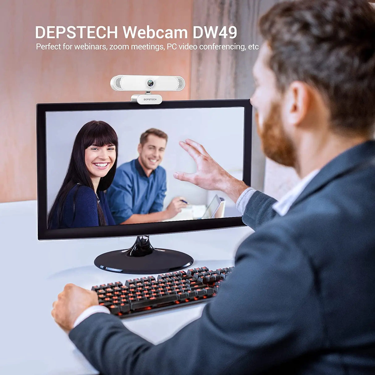 DEPSTECH DW49 4K Webcam for PC Web Cam with Noise-Canceling Microphone/ Privacy Cover/ Tripod USB Web Camera for Computer Office