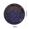 Dark Blue Gold Dot Disposable Tableware Set Paper Plates Cups Napkins Straw for Birthday Party Decoration Supplies Table Decor