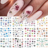 12 Designs Nail Stickers Set Mixed Floral Geometric Nail Art Water Transfer Decals Sliders Flower Leaves Manicures Decoration