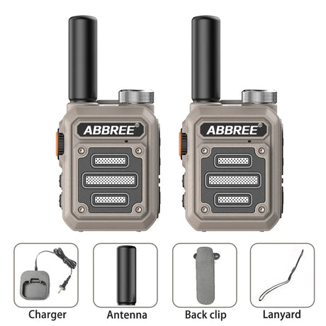 2PCS ABBREE AR-63 Mini Walkie talkie Wireless Copy Frequency Ham Radio for Hunting UHF Professional Communicator Type-C Jack