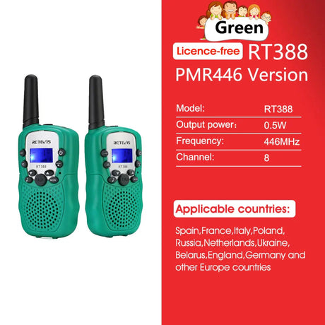 RETEVIS RT388 Walkie Talkie Children 2 Pcs Children's Radio Receiver Walkie-Talkie Kids Birthday Gift Child Toys for Boys Girls