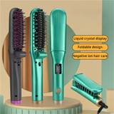 Foldable Electric Hot Comb 5-adjustable Crystal Straight Hair Comb Negative Ion Device Lazy Person Curling Stick Straight Clip