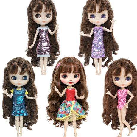 Wholesale 5 Outfits Casual Top Vest Trouser Skirt Mini Dress Doll Clothes for Blythe Doll BJD 11.5" Dollhouse Accessories Toy