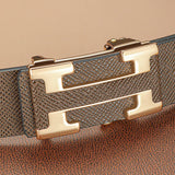 3.4cm Wide Automatic Metal Buckle Belt For Men Genuine Leather Waistband High Quality luxury Brand Casual Cowskin Ceinture Homme