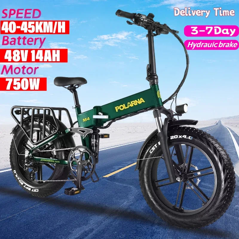 hydraulic brake 750W hot sale M4 Folding Aluminum alloy Electric bike Full suspension Mountain fat tire Electric bicycle ebike