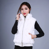 Real Fur Rabbit Korean Rabbit Fur Coat Natural Fur Vest Short Female Rabbit Vest Women Fur Coat Real  Fur Coat Free Shipping