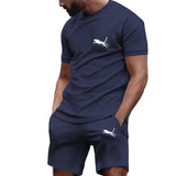 2024 New Men’s Sportswear Summer Suit Men’s Fitness Suit Sports Suit Short Sleeved T-shirt + Shorts Quick Drying 2 Piece Sets