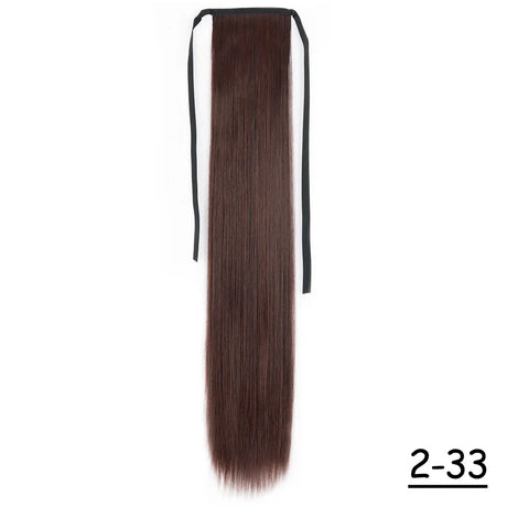 Synthetic Ponytail Hair Extension Natural Hairpiece Clip In Wrap Around Pony Heat Resistant Black Burgundy Hairstyle