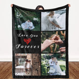 I Love You Custom Blanket with Photo Collage Text Personalized Picture Throw Blanket for Christmas Valentine's Day Birthday Gift