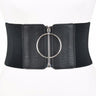 Women's Dress Super Wide Belt  Large Metal Ring Black   Elastic   Women  Fashion for