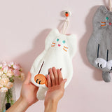 Cute Coral Plush Cat Wipe Towel Microfiber Hand Towels Quick Drying Kitchen Handkerchief Cloths Cartoon Bathroom  Accessories