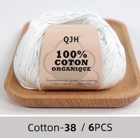 QJH 100% Cotton Yarn, Cotton Baby Sport Weight Yarn, Amigurumi Yarn, Summer Soft Yarn, Crochet/Knitting Yarn - 6 Pcs