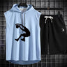 Summer Men's Two Piece Set CasualT-Shirt and Shorts Set Mens Sports Suit Fashion Short Sleeve Tracksuit Hooded T-shirt