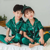 Girls Pink Satin Pajamas Sets Children's 2pcs Nightgowns Loungewear Boys Silk Pyjamas Teenager Nightgowns Sleepwear for 2-14T