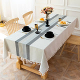 Battilo Linen Tablecloth Rectangular Tables Cloth With Tassel Waterproof Coffee Desks Cover for Dining Table Wedding Decor