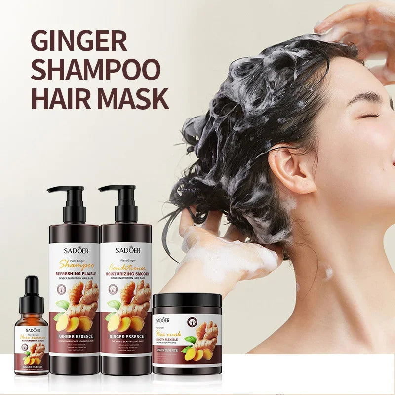 500ml Ginger Shampoo Conditioner Mask Promote Hair Growth and Deeply Nourish Scalp Soft and Smooth Moisturizing for Hair Care