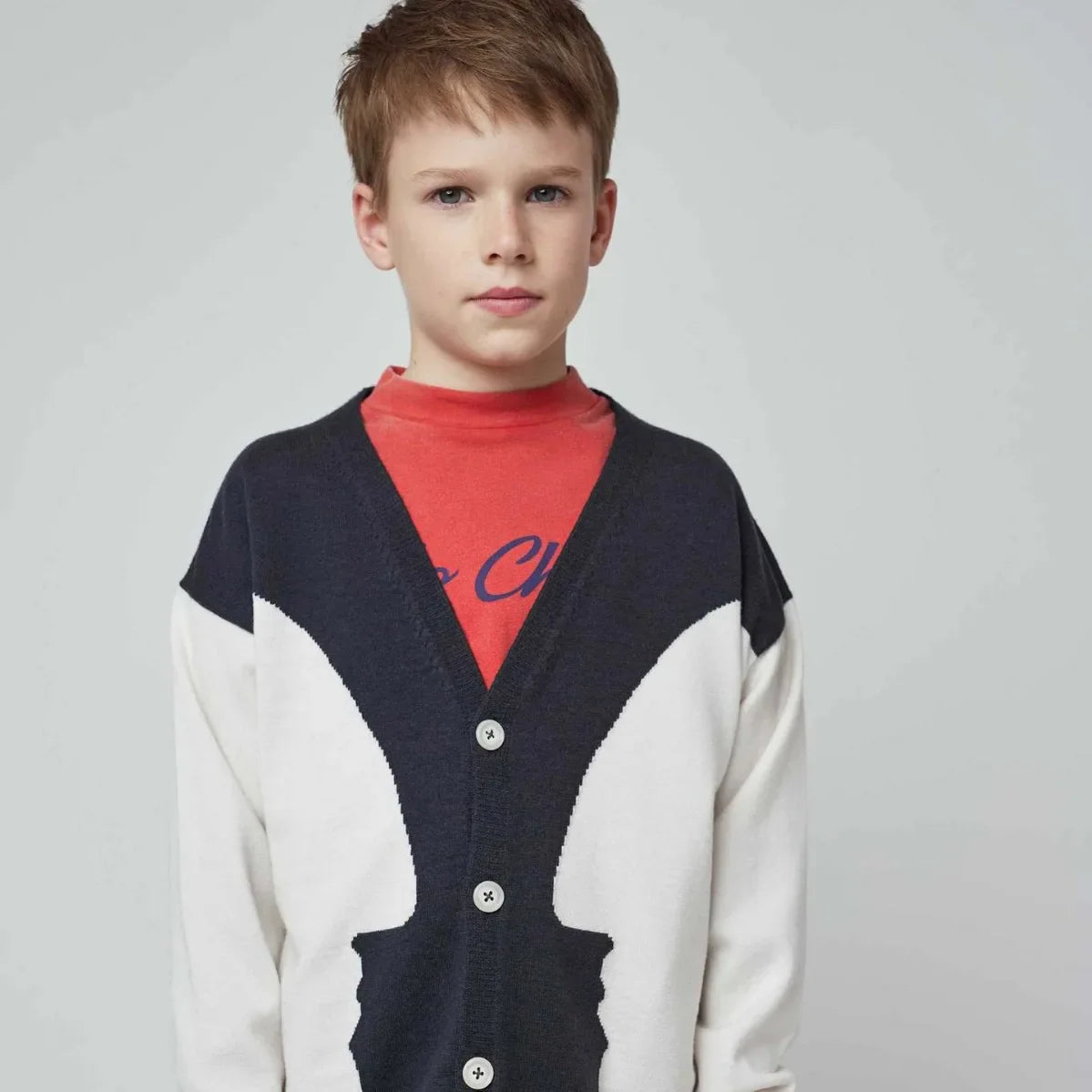 Children's Sweater Winter 23 Boys Color-blocked Pullover Warm Knit Sweater Girls Cartoon V-Neck Cardigan Alphabet Sweater