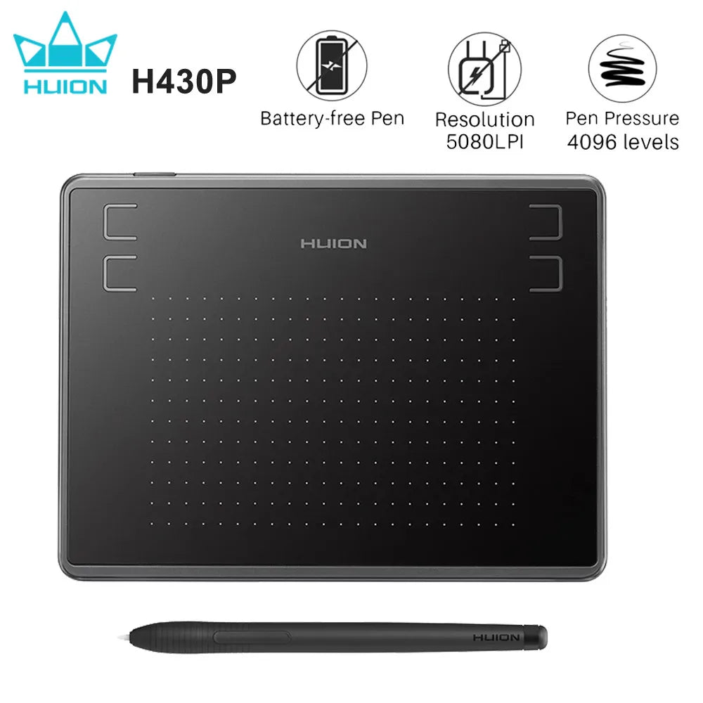 HUION H430P Digital Tablets Micro USB Signature Graphics Drawing Pen Tablet OSU Game Battery-Free Tablet Android Mac Windows