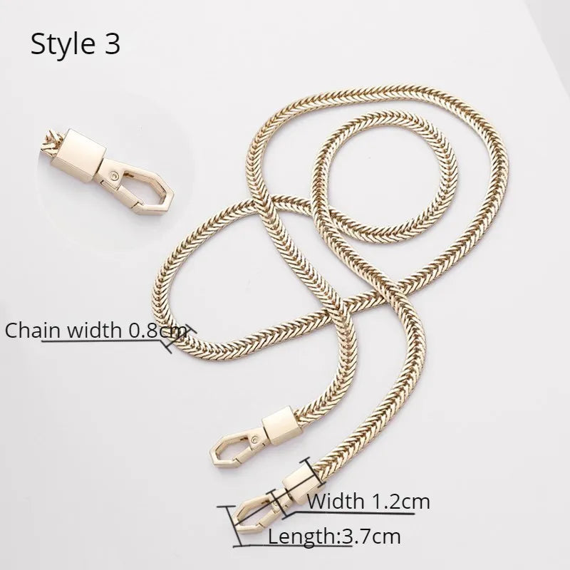 Golden Bag Chain Accessories Metal Extension Chains Underarm Crossbody Shoulder Belt Replacement Bags Strap For Women's Bag