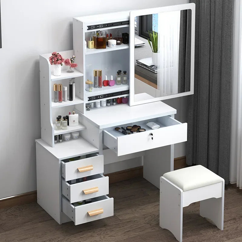 Dressing Table Length Drawers Amp Stool  Bedroom Small Apartment Simple Modern Sliding Mirror Simple Storage Cabinet Furniture