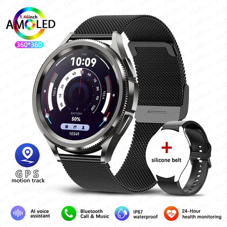 1.43 Inch 360 * 360 HD AMOLED Smartwatch Men GPS Sports Fitness Tracker Health Monitoring Waterproof Bluetooth Call Smart Watch