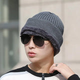 Men's Neck One-Piece Hat Winter Thickened Warm Woolen Integrated Hat Cycling Face Protection Cold Cotton Knit Hat