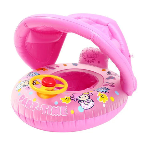 Infant Baby Float Swimming Seat Circle Inflatable Pool Swimming Ring Baby Water Seat with Sunshade Summer Beach Party Toys