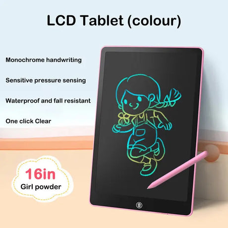 New 16inch Children Magic Blackboard LCD Drawing Tablet Toys For Girls Gifts Digital Notebook Big Size Message Board Writing Pad