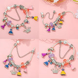 Cute Enamel Disney Princess Dress Charms Bracelet Women Colorful Glass Beads for Jewelry Making Girl Cartoon Skirt Pendants Gift