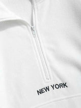 ZAFUL Hoodie for Men Fluffy Polar Fleece Sweatshirts New York Embroidery Turtleneck Hoodies Pullover Color Block Zipper Sweats