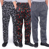 Unisex Chef Uniform Hotel Restaurant Cook Pants BBQ Catering Elastic Trousers Quality Zebra Pants Kitchen Cooker Work Pants