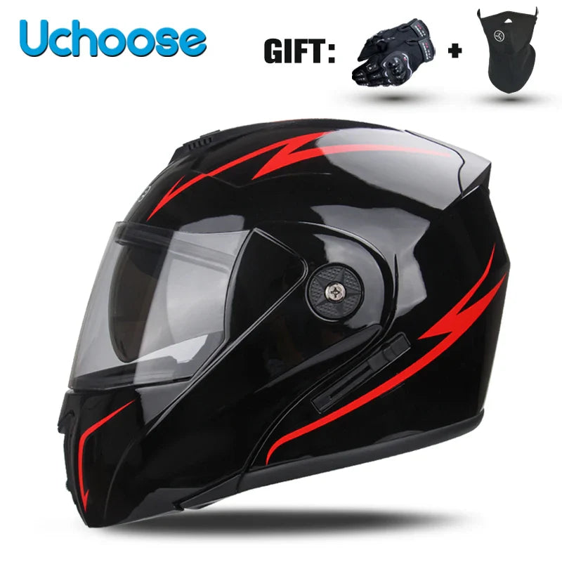 DOT Certification Uchoose Motorcycle Helmet Double Lens Cross Section Helmet Safety Modular Flip Helm Unisex Helmet With Visor