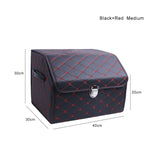 PU Leather Car Trunk Storage Box Top Grade Car Organizer Folding Storage Bag Automobile Stowing Tidying Box For Sedan SUV MPV