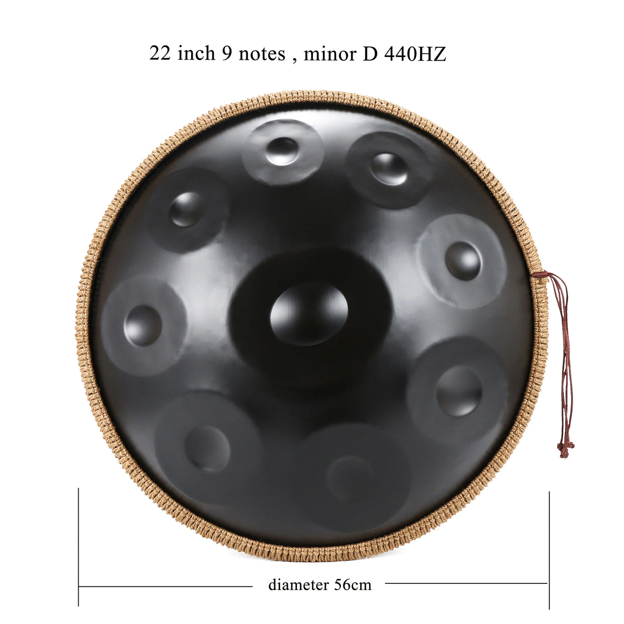 Handpan 9 Notes D Minor 440HZ, 22 Inch Pantam for Beginner, Steel Hand Pan Drum,  Yoga Meditation Musical Instruments