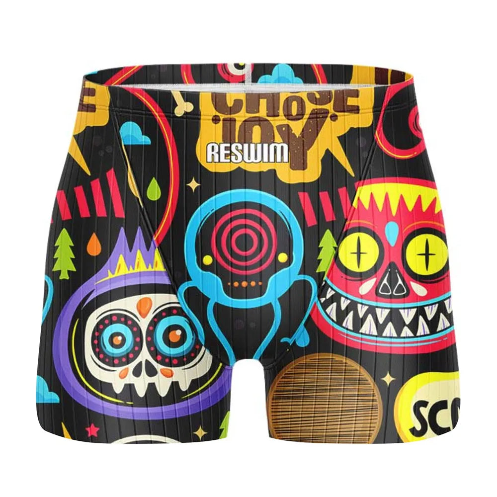 2024 Summer Swimming Trunks Men's Professional Tights Jammer Swimwear Outdoor Beach Printed Durable Training Surfing Swim Shorts