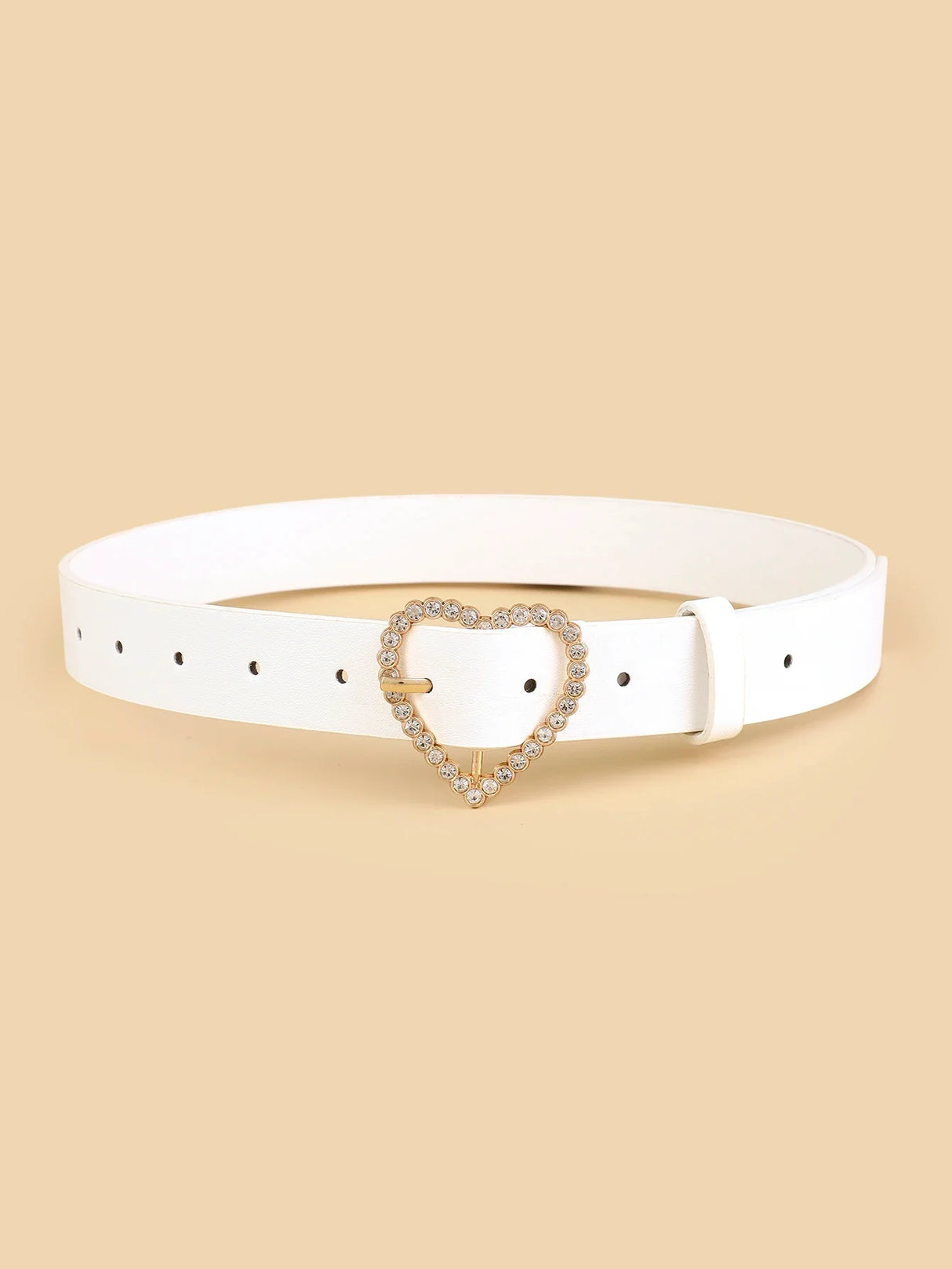 Women's New All Seasons Hot Heart-Shaped Diamond Buckle Head Belt Fashion Match Any Clothing Belt