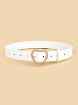 Women's New All Seasons Hot Heart-Shaped Diamond Buckle Head Belt Fashion Match Any Clothing Belt