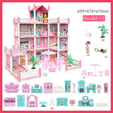 3D Cross-border Blockbuster Children's And Girls' Family Toys, Fantasy Princess Castle Villa Assembly Doll House Set Toys